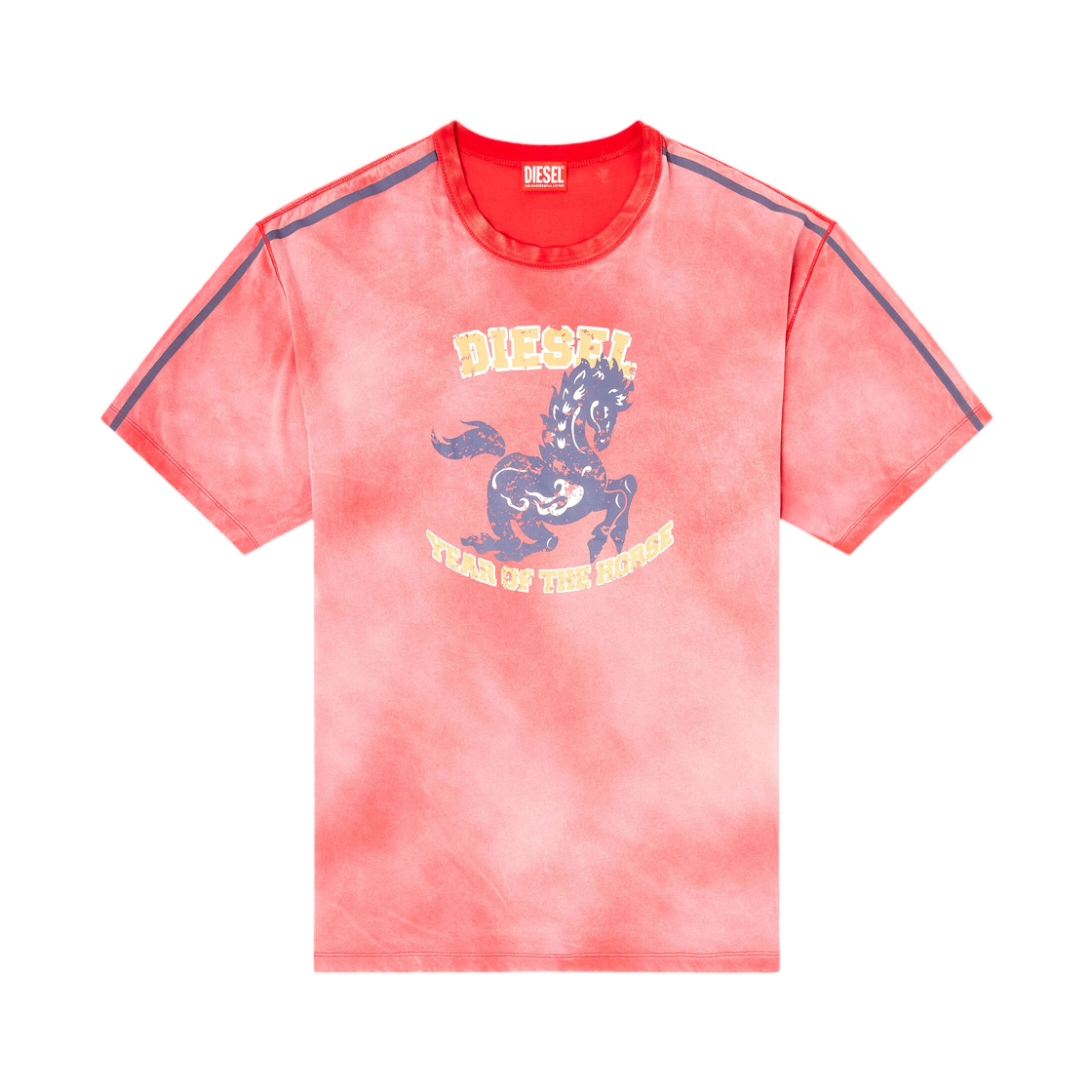 A240870SPFQ-42A Diesel Cotton T-Shirt with Horse Graphic Print Red