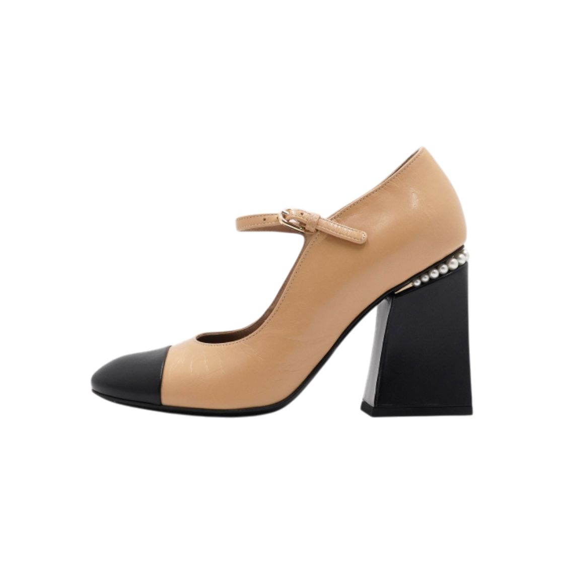 샤넬 G39245 투톤 레더 펌프스 펄 CC 로고 힐 메리제인 여성 구두aa64277(Chanel G39245 Two-Tone Leather Pump Pearl CC Logo Mary Jane Heels) - 1