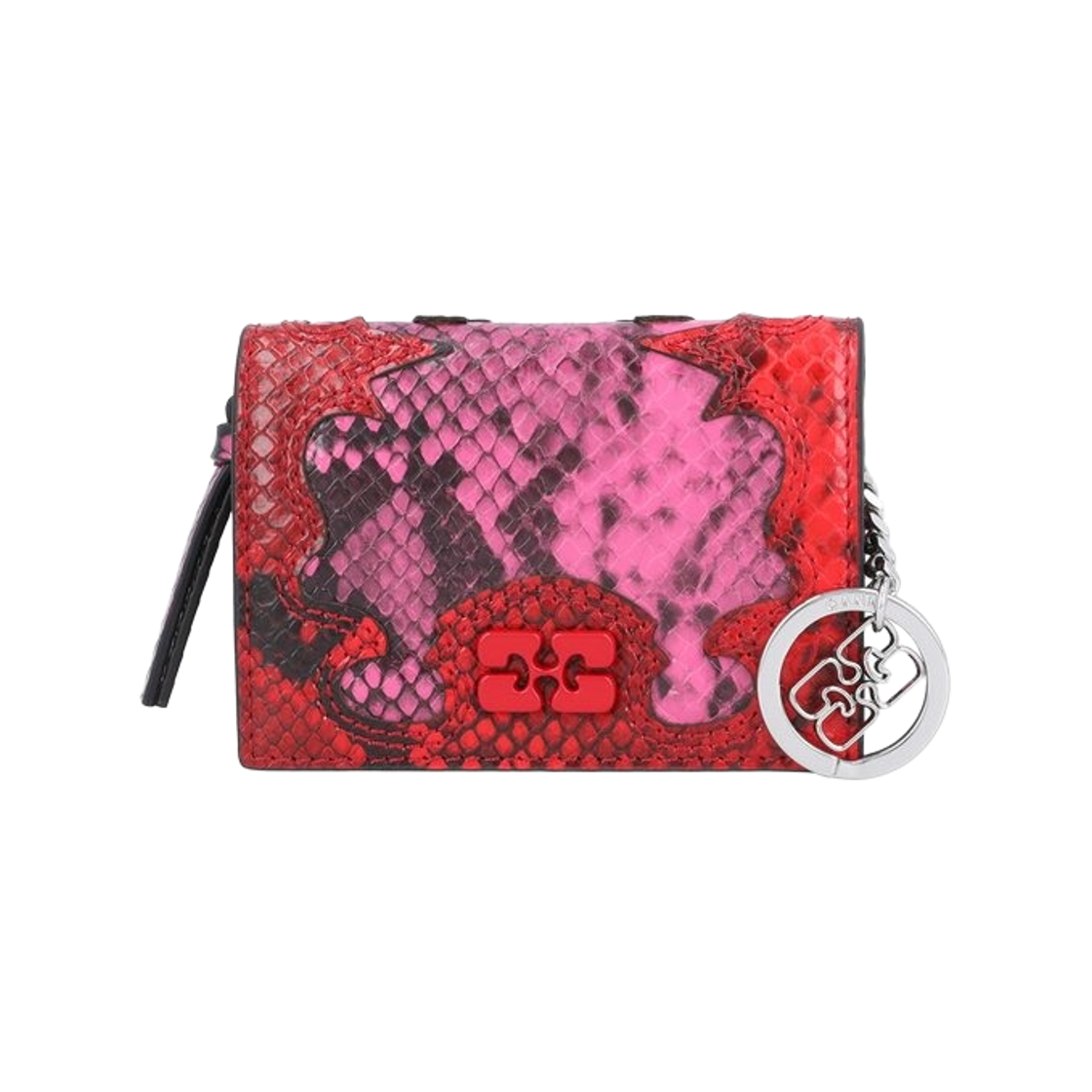 가니 스네이크 로고 보우 카드 홀더 라즈베리 로즈(Ganni Snake Logo Bou Card Holder Raspberry Rose)