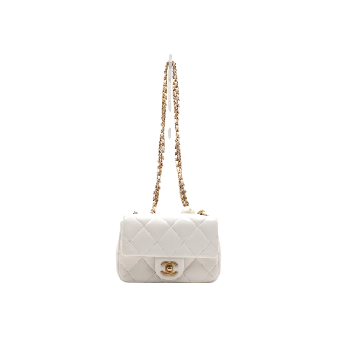 샤넬 AS4868 화이트 램스킨 진주볼 금장 CC 미니 플랩 체인 숄더백 겸 크로스백aa64332(Chanel AS4868 White Lambskin Pearl CC Mini Flap Chain Shoulder Bag & Crossbody) - 1