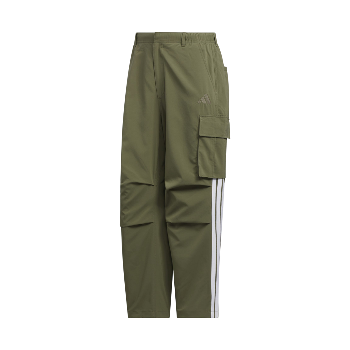 KQ6924 Adidas Loose Fit Light Woven Cargo Pocket Straight Leg Pants Olive Strata White - KR Sizing