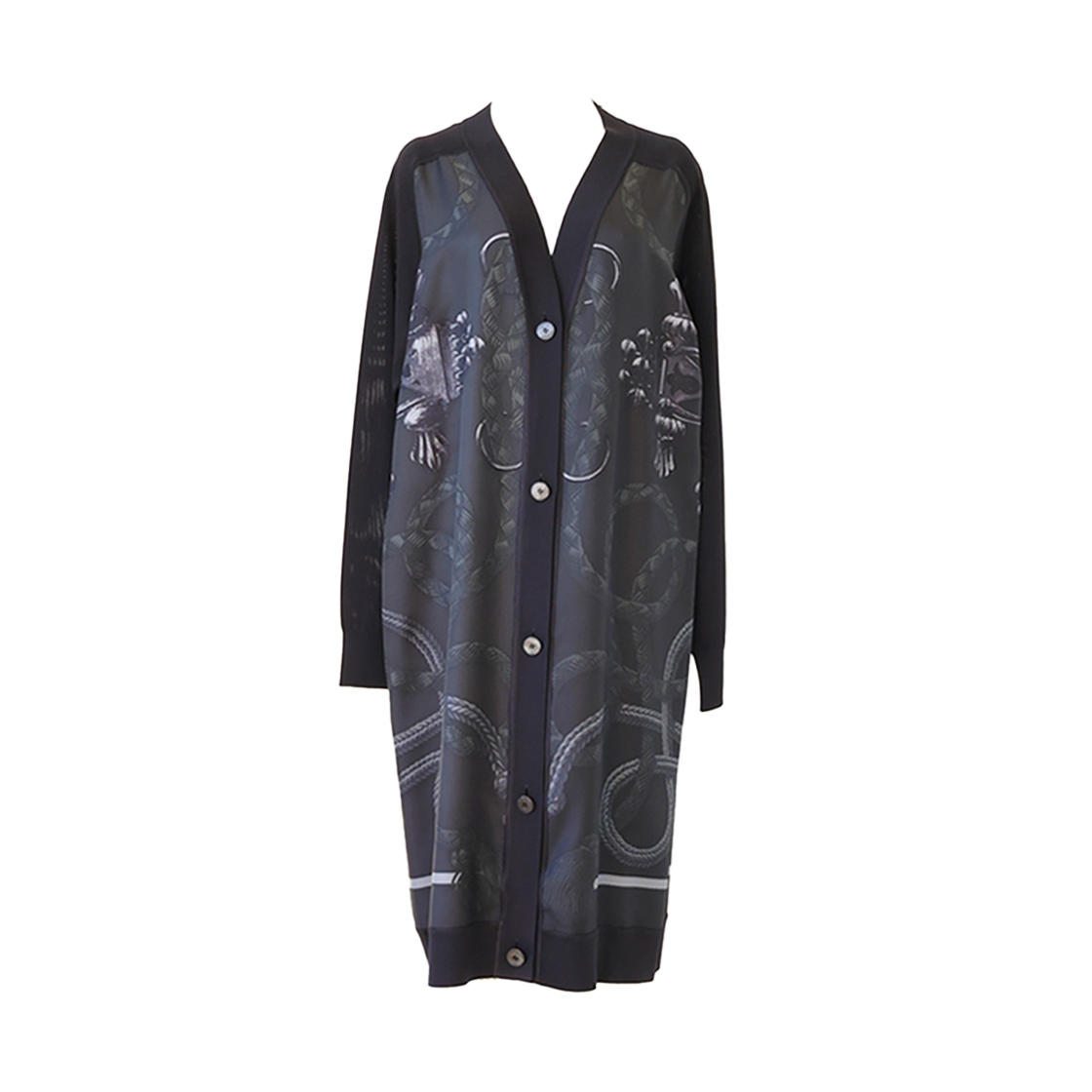 ITMNHUMNBLN3 Hermes Palefroi Remix Long Sleeve Twill Cardigan