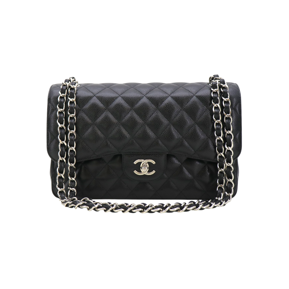ITHRKMUKFCDE Chanel Classic Large Caviar Silver 23 Series