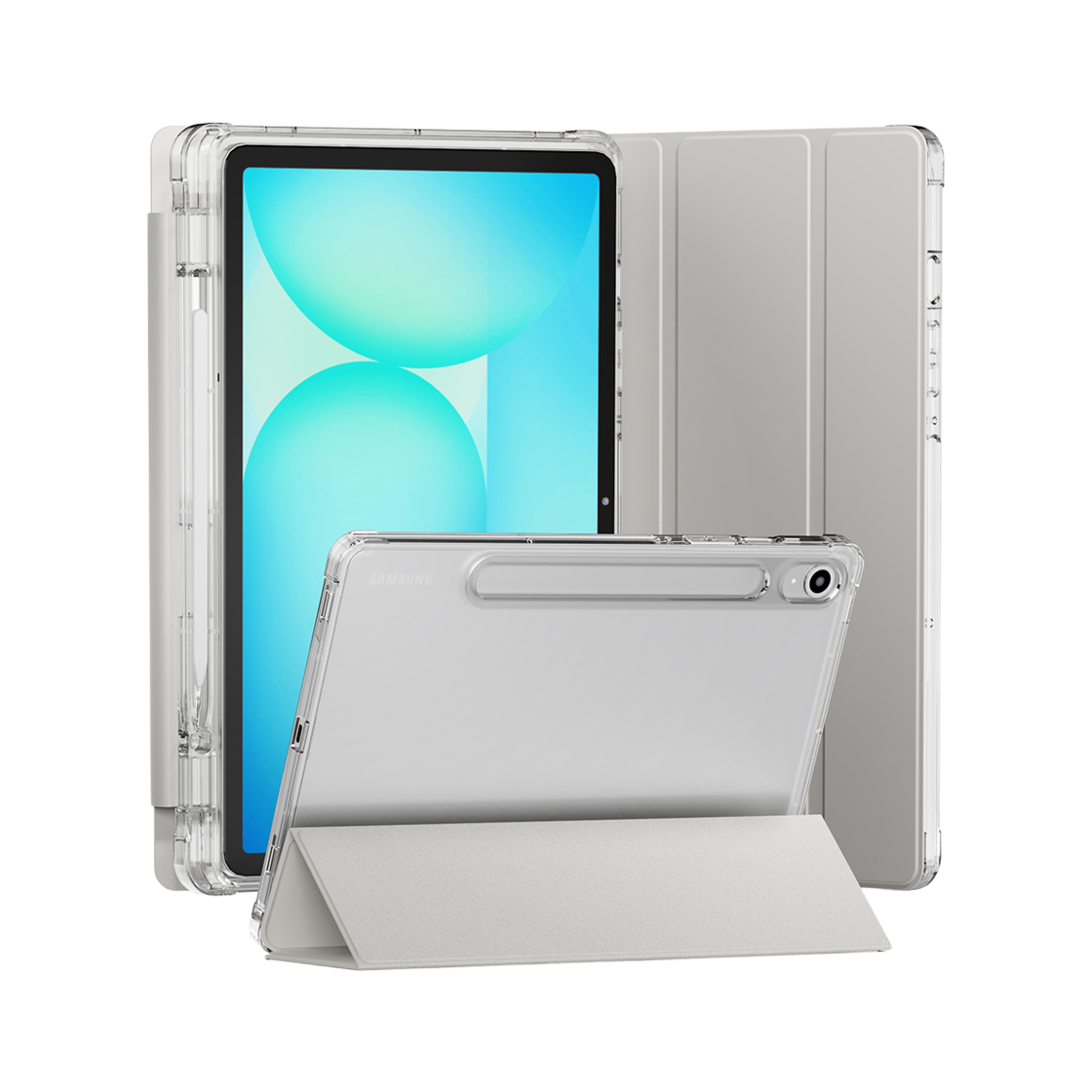 신지모루 갤럭시탭 펜슬 수납 클리어 에어범퍼 라이트 케이스 울트라 플러스 웜그레이(SINJIMORU Galaxy Tab Pencil Storage Clear Air Bumper Light Case Ultra Plus Warm Gray)