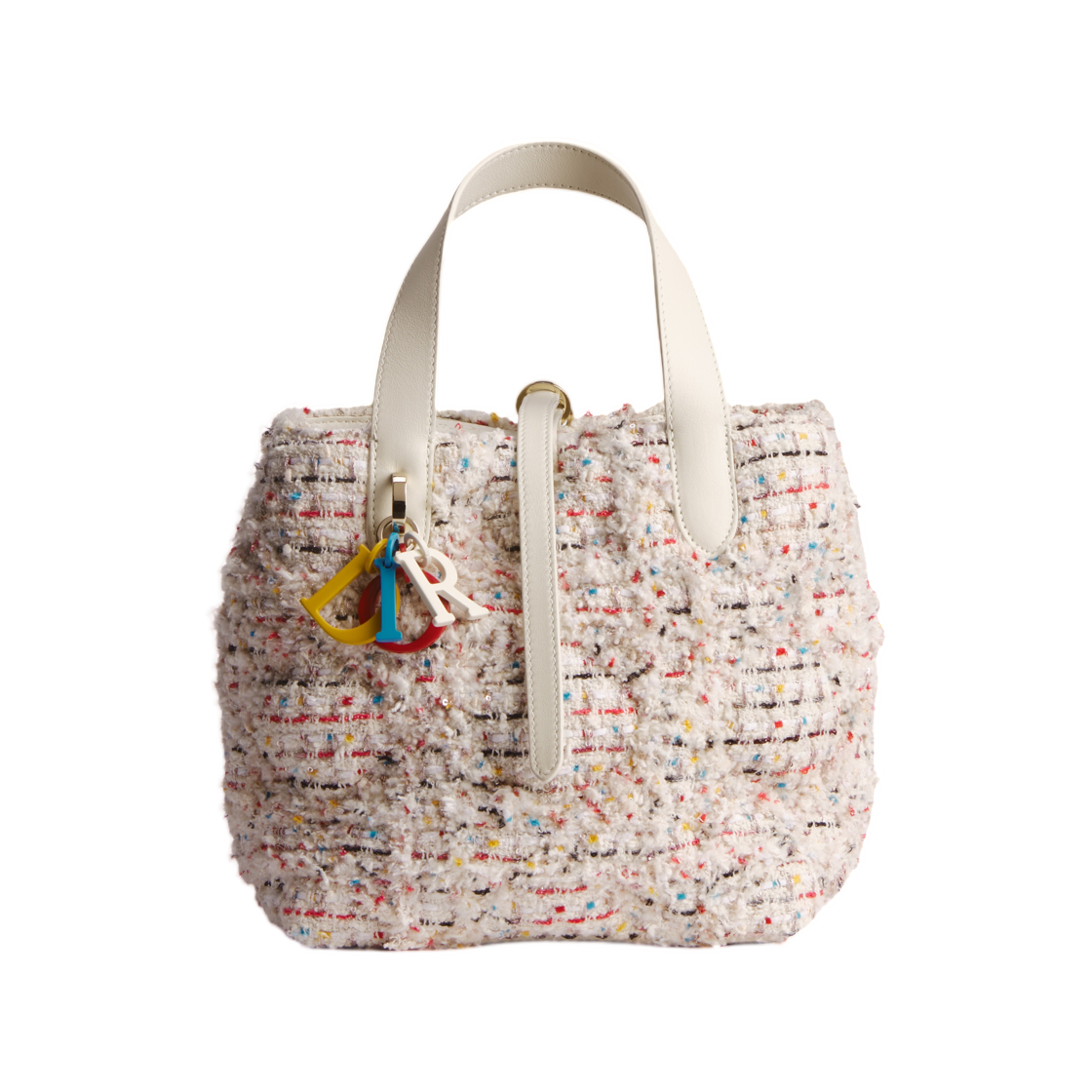 M2870OUYC-M884 Dior Toujours Vertical Tote Small Macrocannage Tweed Multicolor