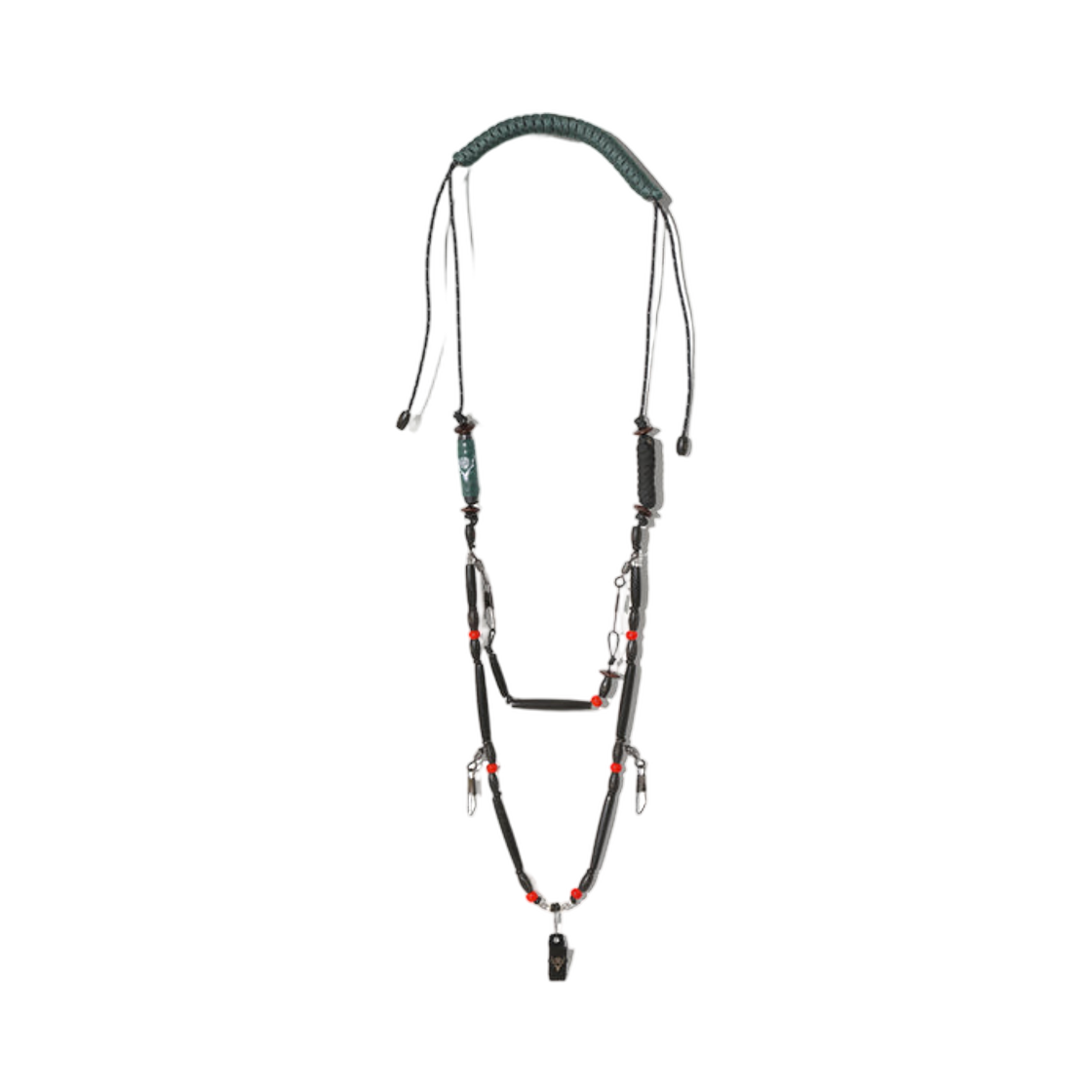 사우스2 웨스트8 x B:투게더 랜야드 네클리스 버팔로 비즈 블랙 레드(South2 West8 x B:Together Lanyard Necklace Buffalo Beads Black Red)