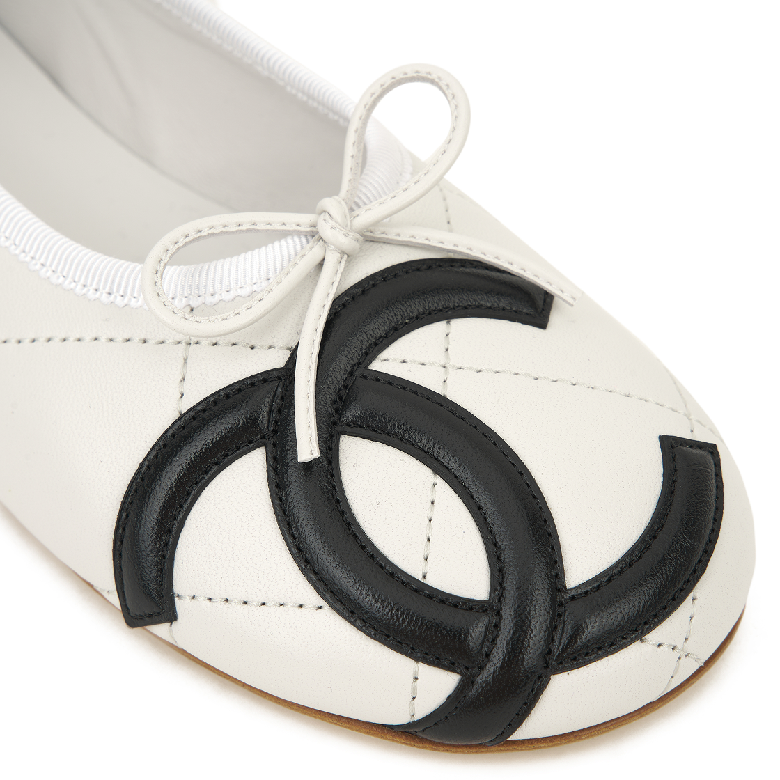 (W) 샤넬 발레 플랫 램스킨 & 화이트 블랙 더 샤넬 코코 비치 컬렉션((W) Chanel Ballet Flats Lambskin & White Black The Chanel Coco Beach Collection) - 7