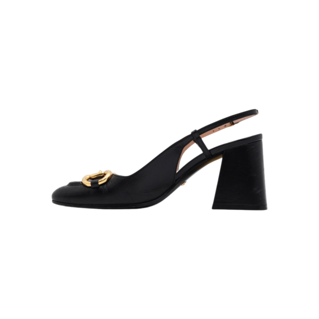 구찌 홀스빗 금장 로고 블랙 레더 슬링백 여성 구두aa64278(Gucci Horsebit Gold Logo Black Leather Slingback Heels)