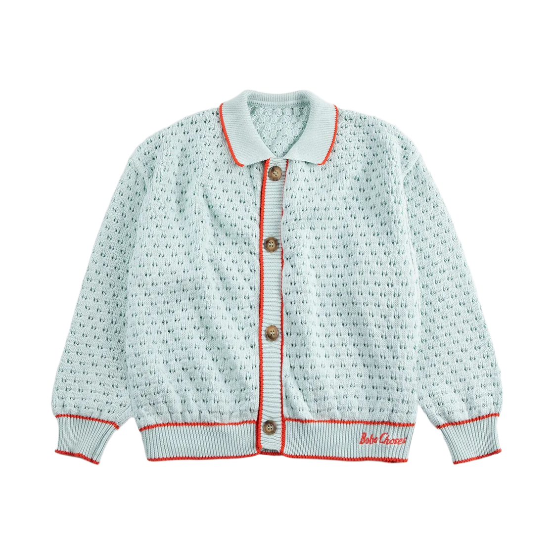 (키즈) 보보쇼즈 오픈워크 가디건 라이트 블루((Kids) Bobo Choses Openwork Cardigan Light Blue)