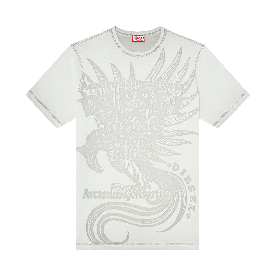 A226520DLBW-100A Diesel Jersey T-Shirt with Embossed Graphic Light Grey