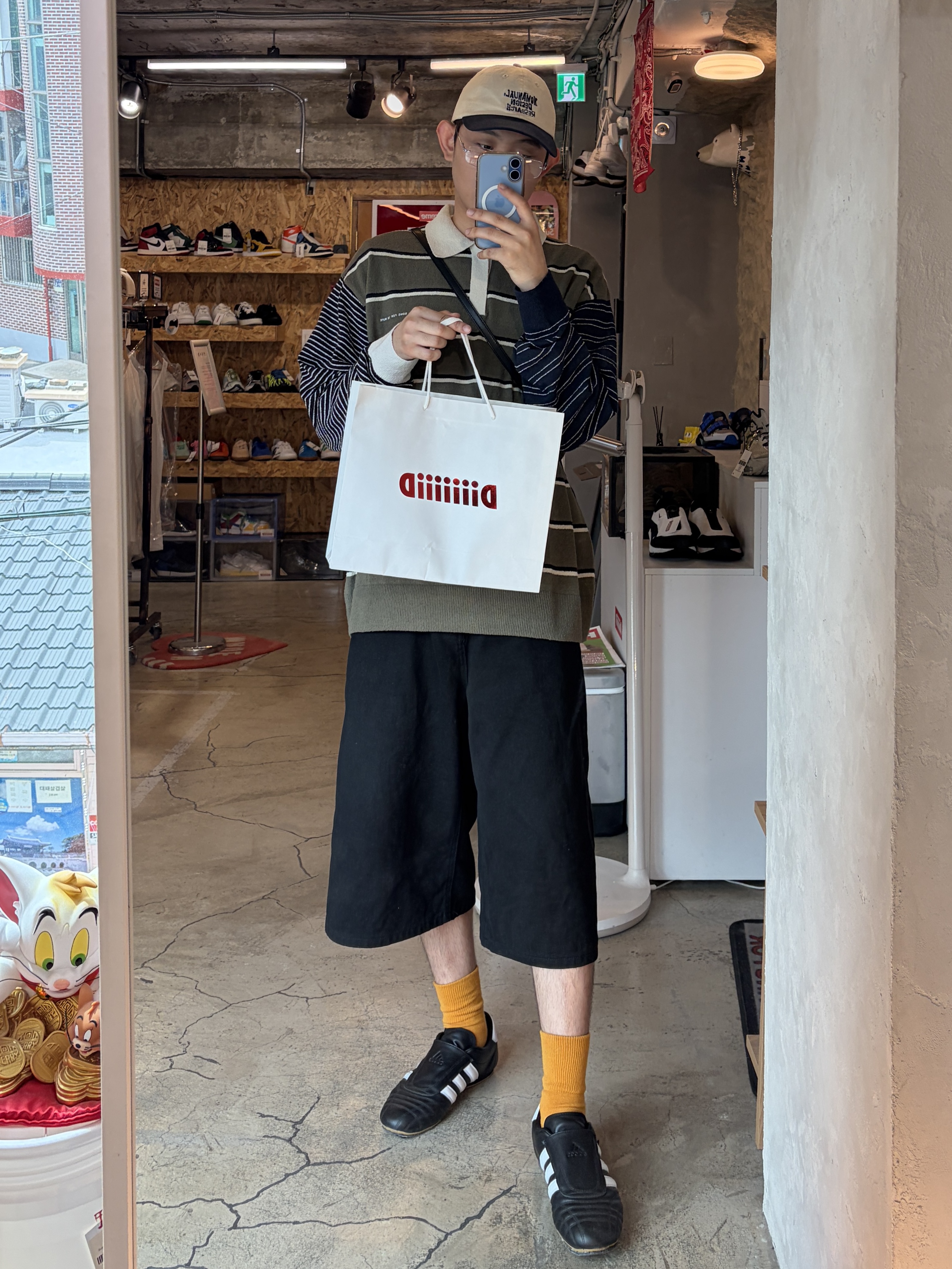 Adidas x Song for the Mute 007 L/S Rugby Polo Olive Strata - KR Sizing, (W) Adidas Taekwondo Core Black Cloud White 착용 스타일