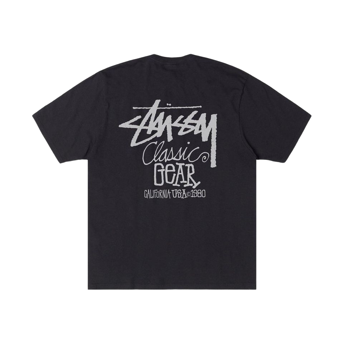 1905084 Stussy Pigment Dyed Classic Gear T-Shirt Faded Black White