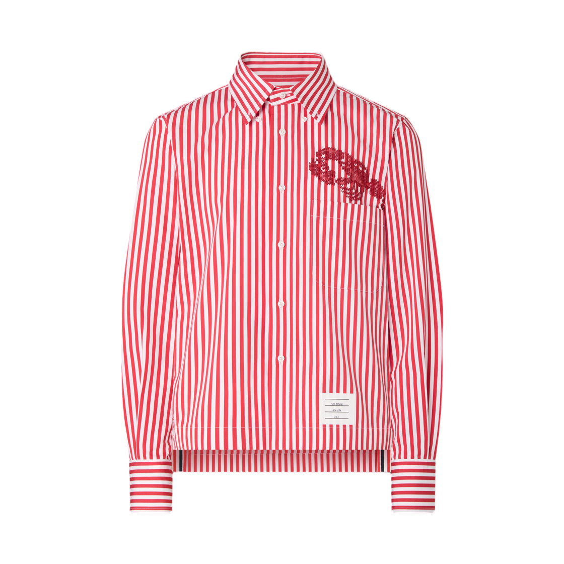 MWL440E-E1595-600 Thom Browne Poplin University Stripe Lobster Shirt Red