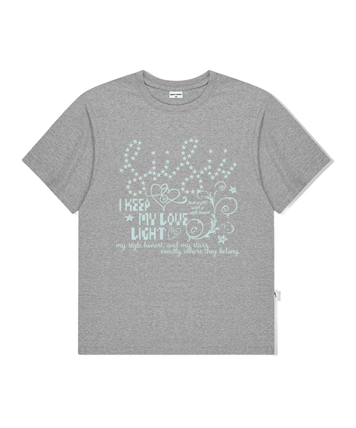 P261OTS068GR pagesiisii My Love Light Print Short Sleeve T-Shirt Gray