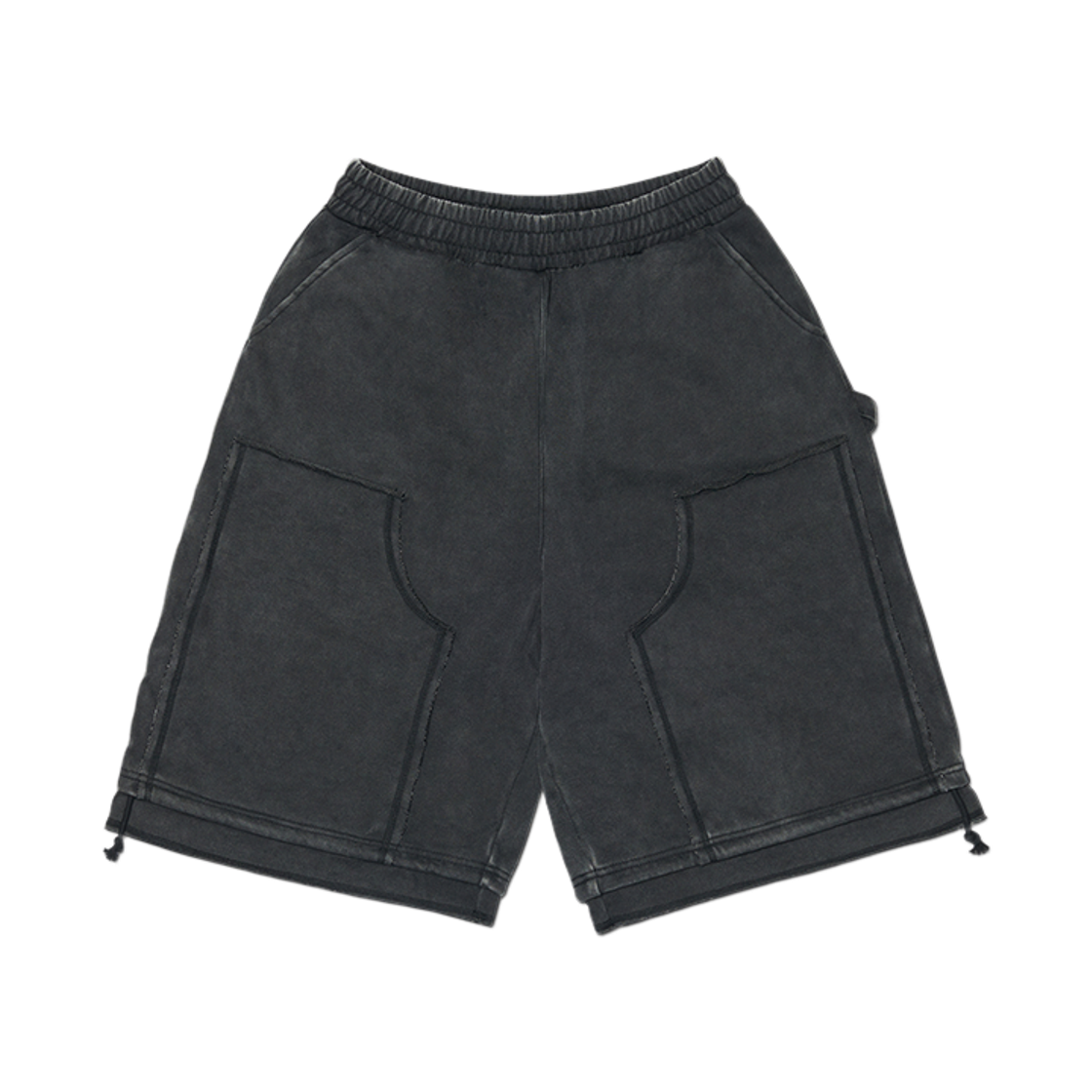 NMSS62SP11WBK NOMANUAL Double Knee Sweat Shorts Washed Black