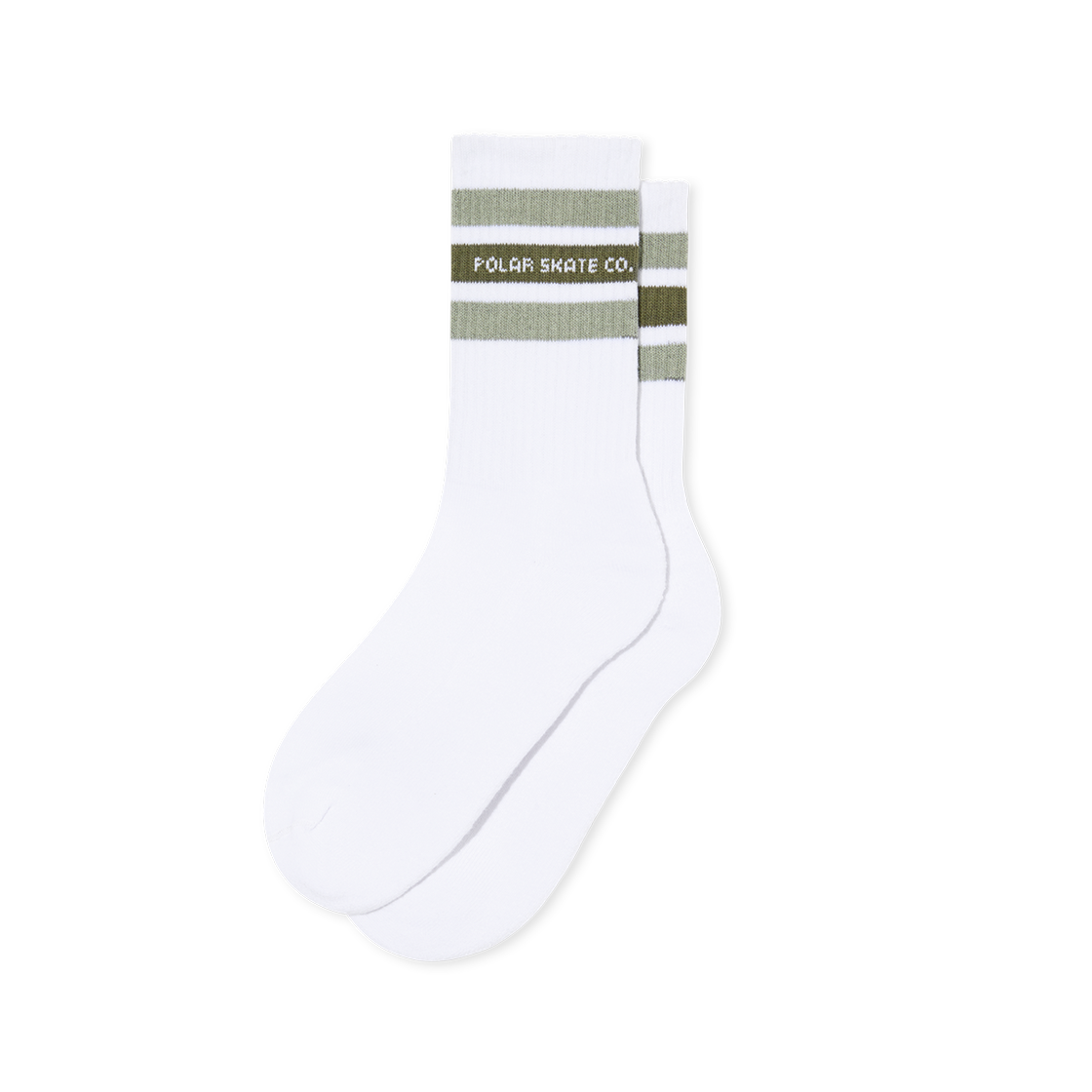 P000BLQZ Polar Skate Co. Rib Socks Fat Stripe White/Sage