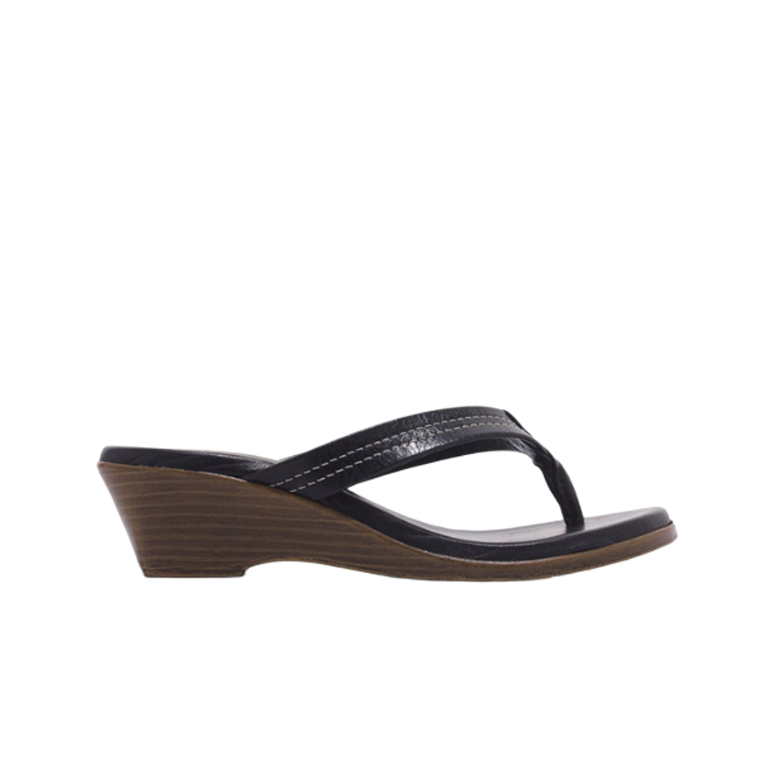 (W) 아일랜드 슬리퍼 클래식 레더 웨지 샌들 블랙((W) Island Slipper Classic Leather Wedge Sandals Black)