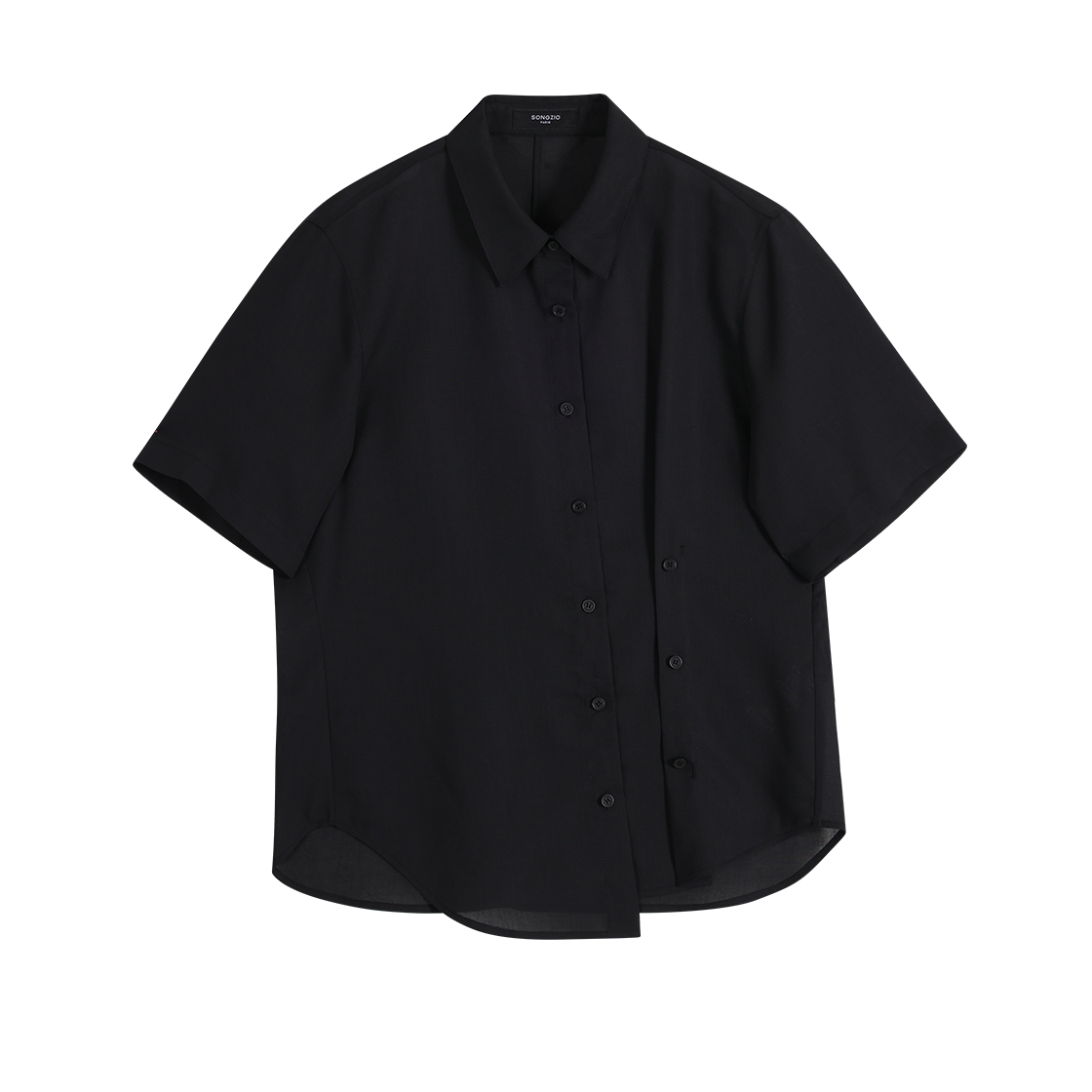 WI3SH318BK (W) SONGZIO Asymmetric Drape Half Shirt Black