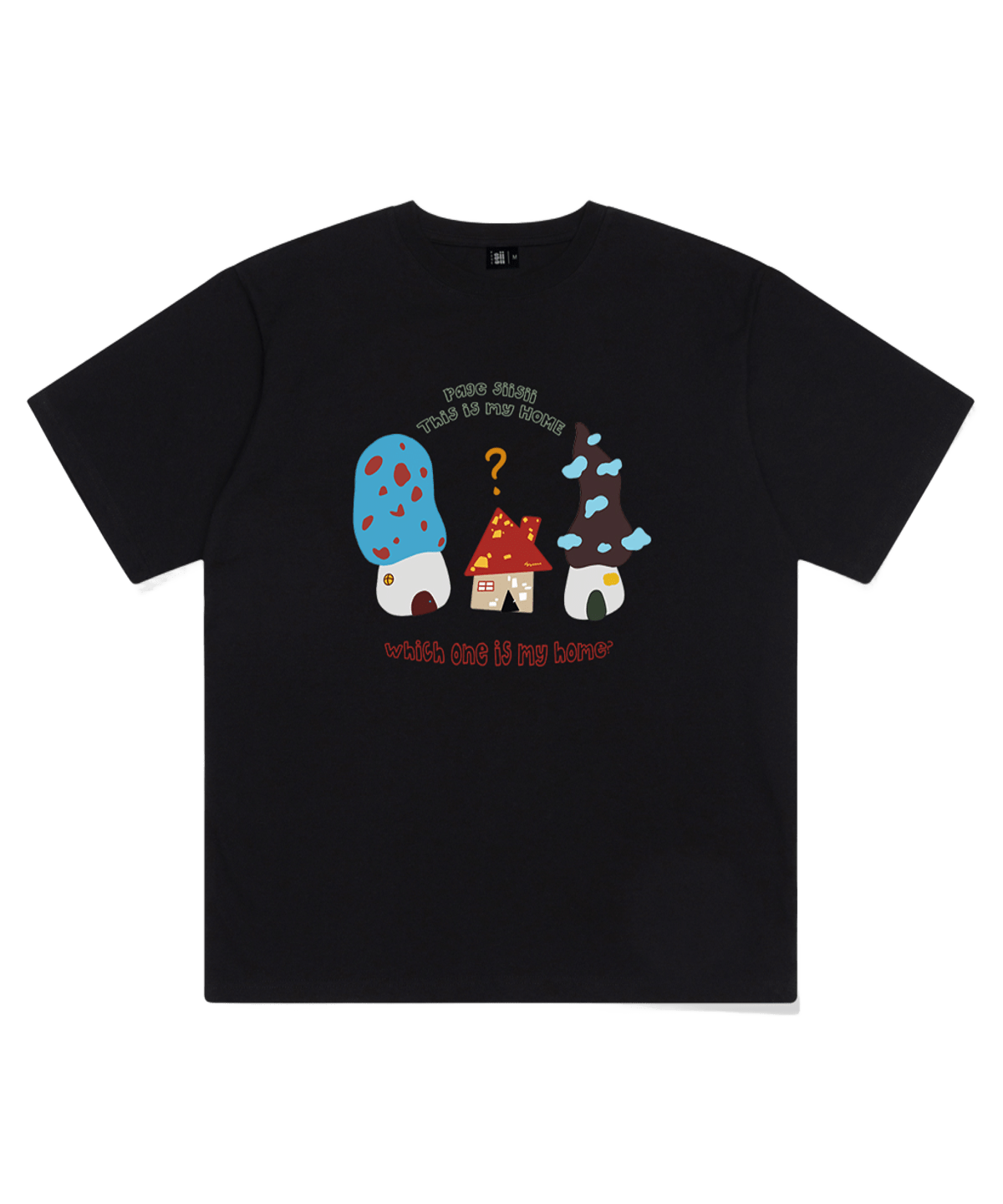 페이지시시 집집집 프린트 오버핏 반팔티 블랙(pagesiisii House House House Print Oversized T-Shirt Black)