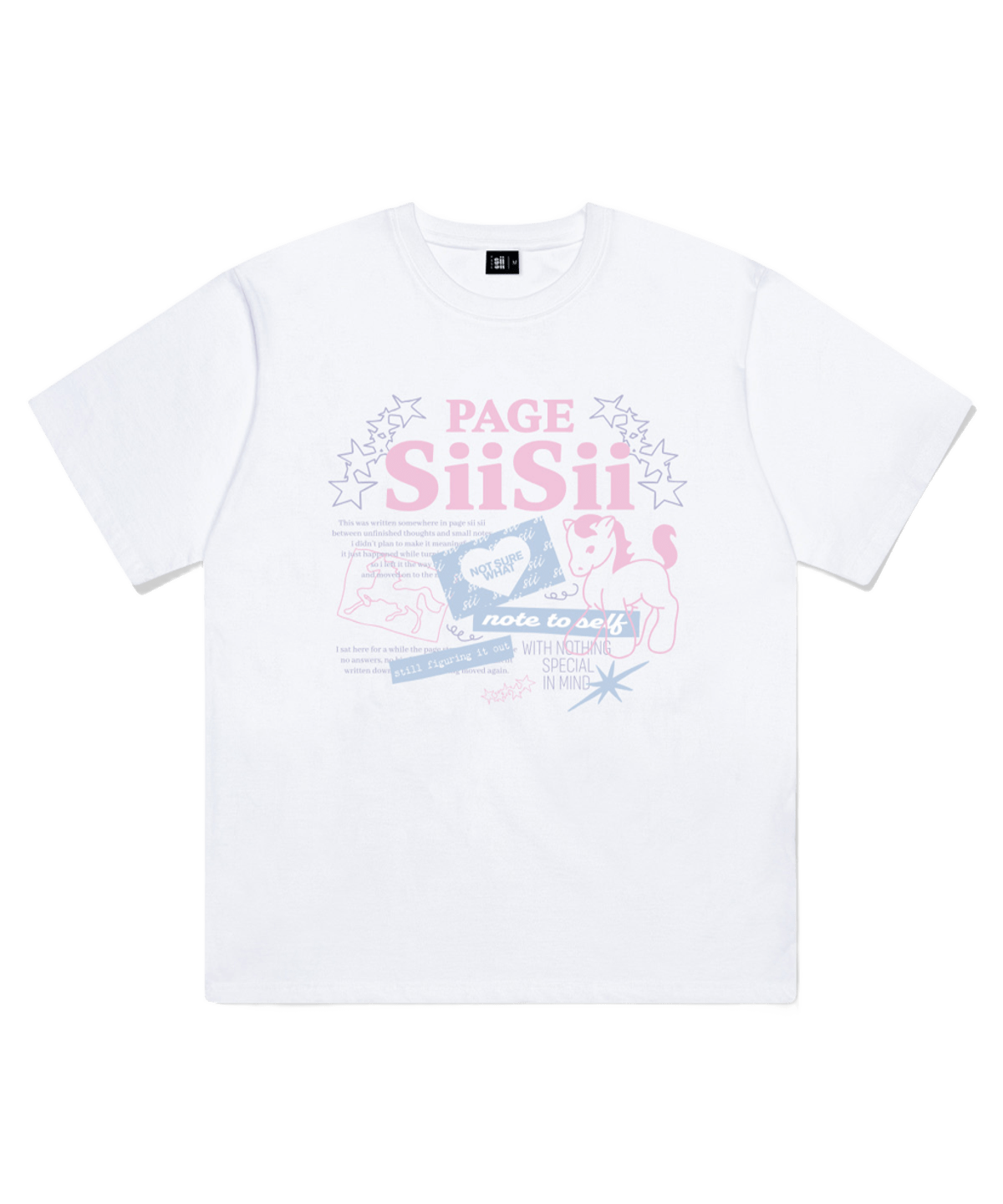페이지시시 포니 다이어리 프린트 오버핏 반팔티 화이트(pagesiisii Pony Diary Print Oversized T-Shirt White)