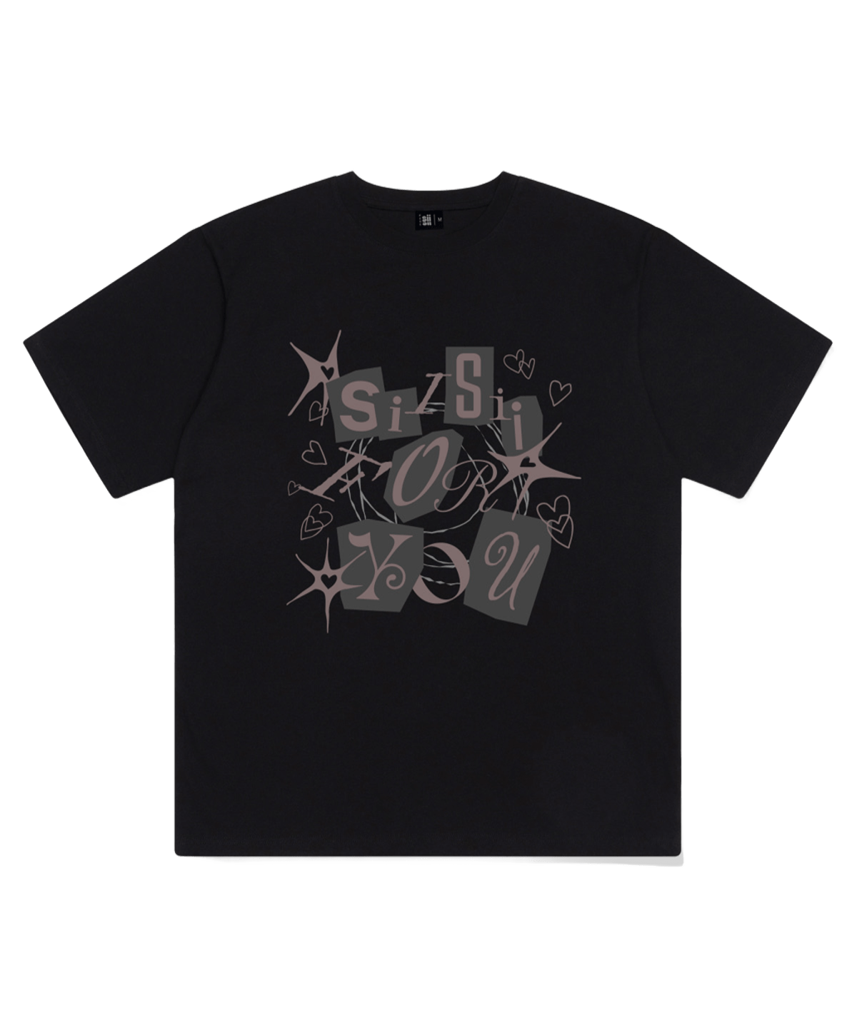 P261OTS030BK pagesiisii SiiSii For You Print Short Sleeve T-Shirt Black