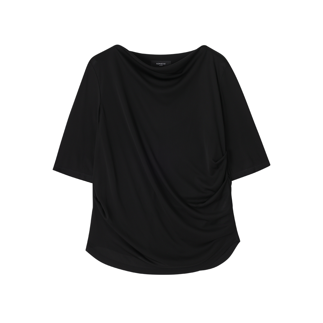WI3TS328BK (W) SONGZIO Drape Boatneck Long Sleeve Black