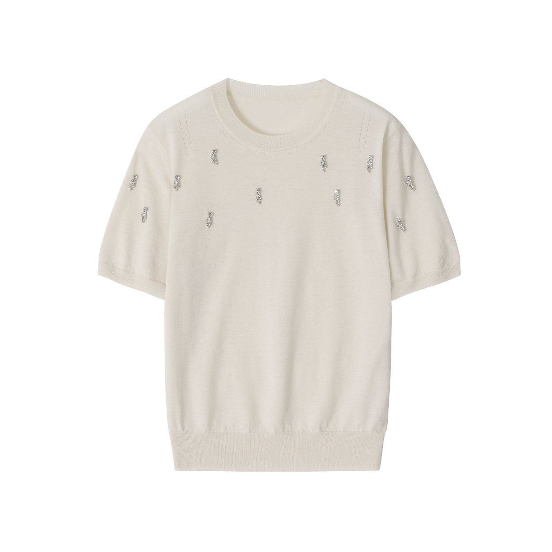 WI3KT301CR (W) SONGZIO Teardrop Round Neck Knit Cream