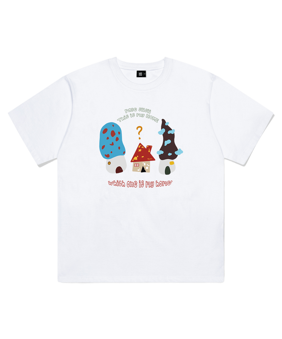 P261OTS016WH pagesiisii House House House Print Oversized T-Shirt White