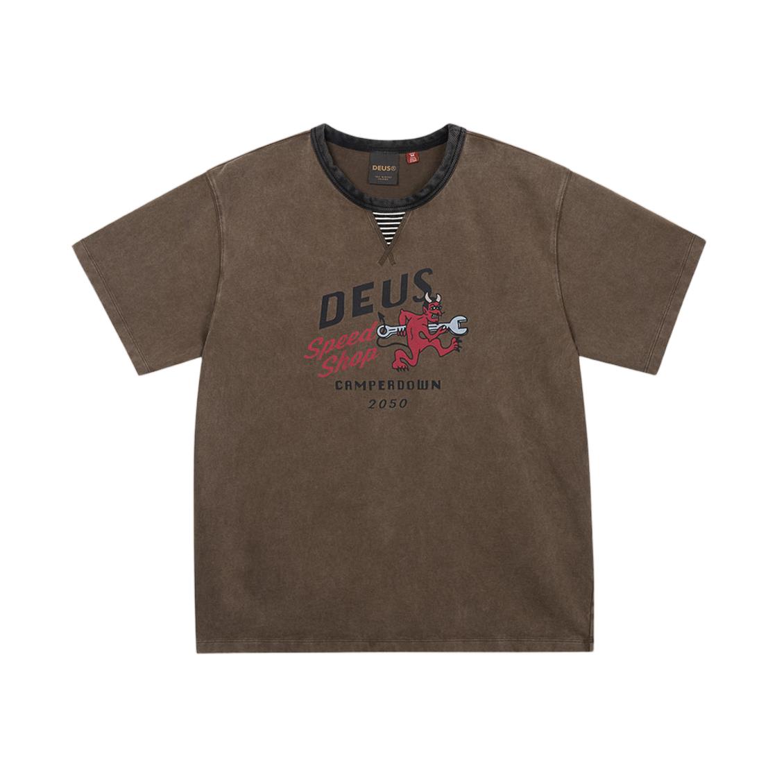 D262UTS210-080 Deus Ex Machina Dogleg T-Shirt Brown