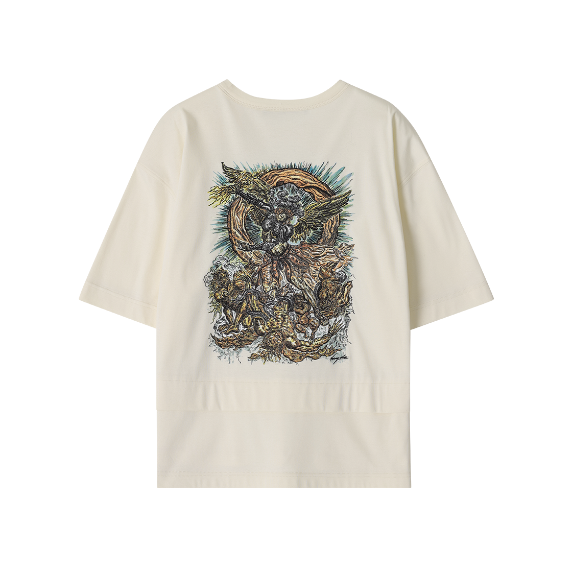 (W) 송지오 컬렉션 아크엔젤 엠브로이드 티셔츠 크림((W) SONGZIO COLLECTION Archangel Embroidered T Shirt Cream) - 2