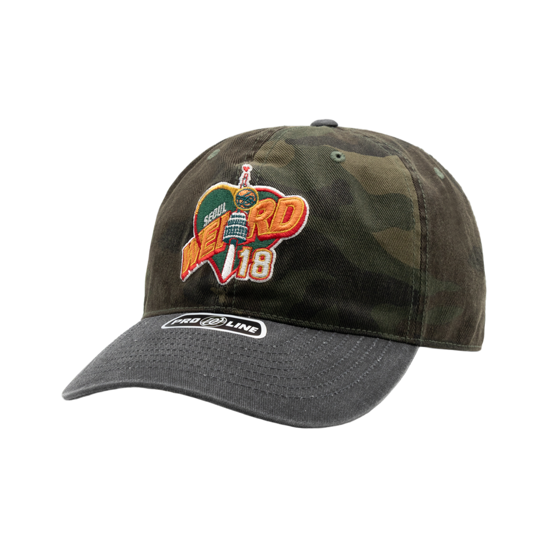 위얼드월드 위얼드 타워 워시드 카모 배색 볼캡(Weird World Weird Tower Washed Camo Color Block Ball Cap) - 1