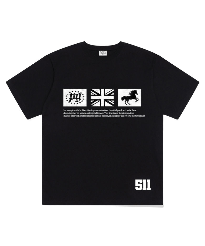 P261OTS074BK pagesiisii PG Star Print Short Sleeve T-Shirt Black
