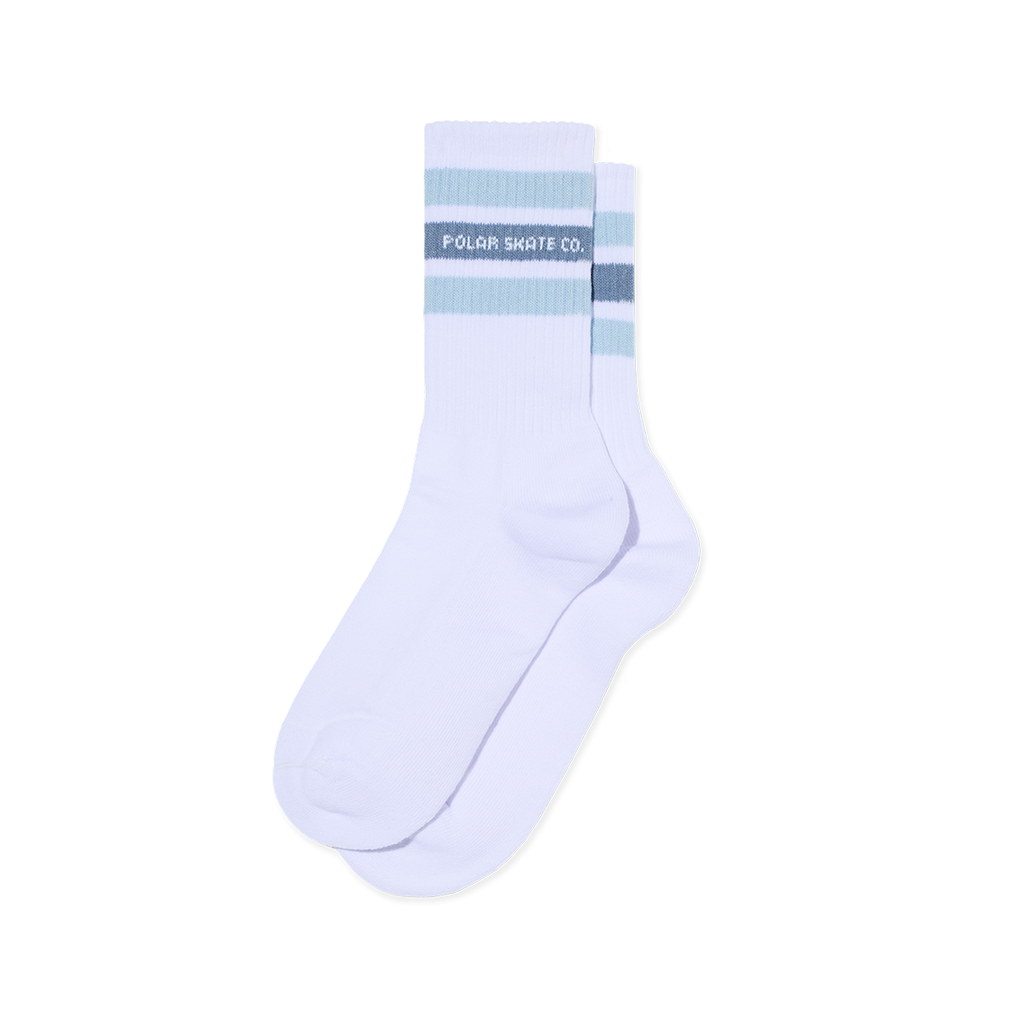 P000BLRB Polar Skate Co. Rib Socks Fat Stripe White/Light Blue
