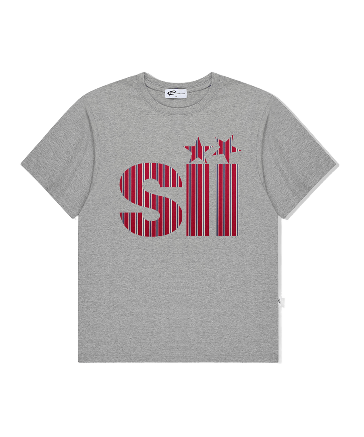 페이지시시 빅 레드 스트라이프 아이포인트 프린트 오버핏 반팔티 그레이(pagesiisii Big Red Stripe I-Point Print Oversized T-Shirt Gray)
