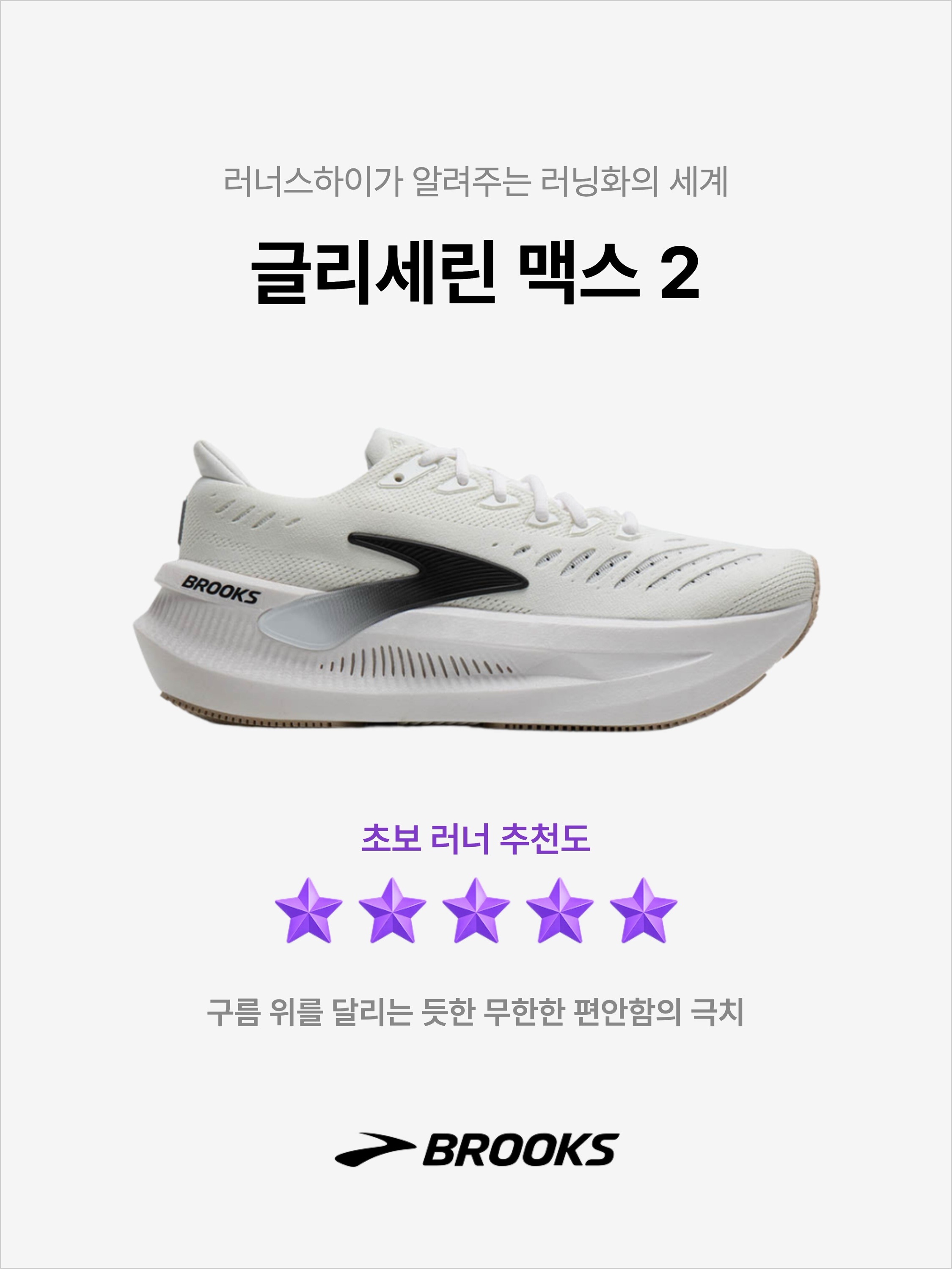 Brooks Running Glycerin Max 2 White - D Medium, Brooks Running Glycerin Max 2 White Blue - D Medium 착용 스타일 - 1