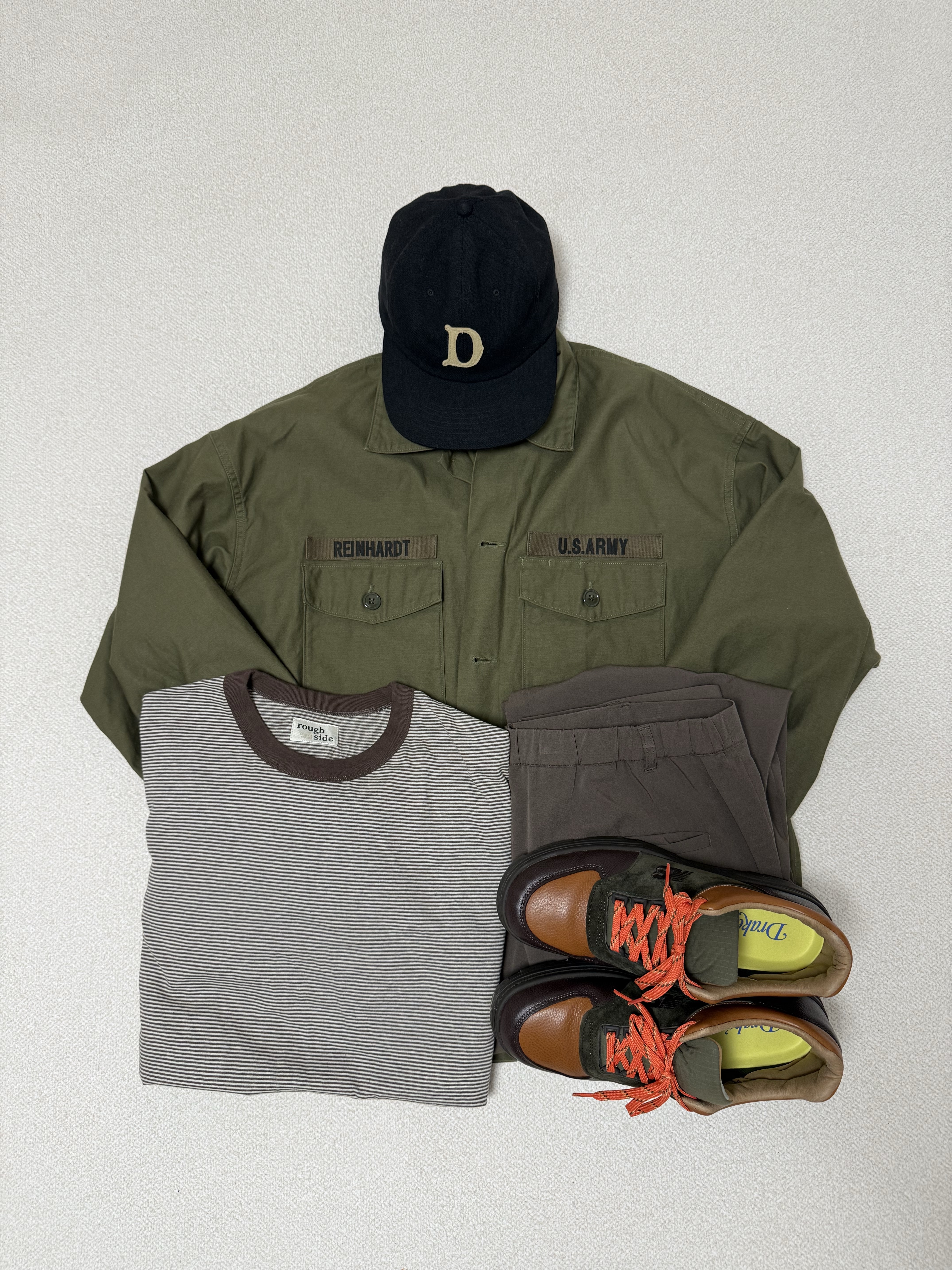 New Balance x Drake's Allerdale Made in UK Brown Olive 착용 스타일 - 1