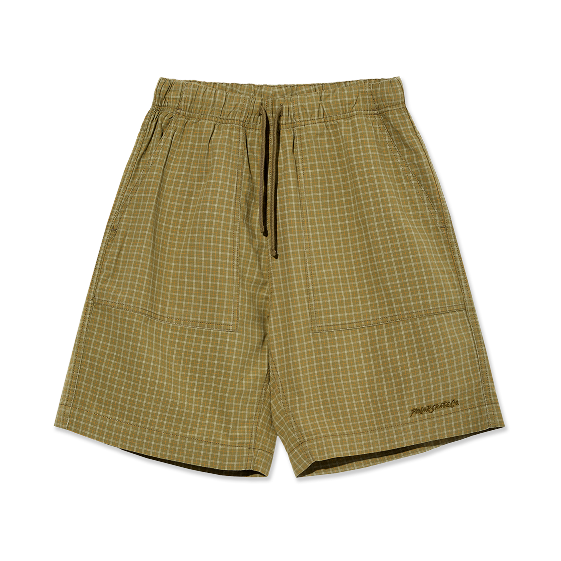 P000BLQF Polar Skate Co. Hike Shorts Cotton Olive Check