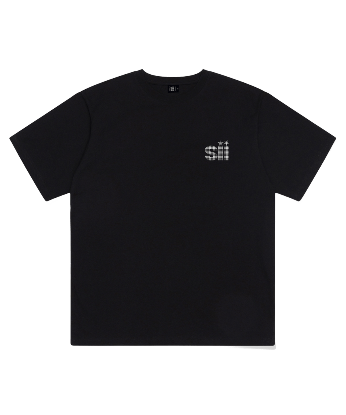 페이지시시 스몰 블랙체크 아이포인트 프린트 오버핏 반팔티 블랙(pagesiisii Small Black Check I-Point Print Oversized T-Shirt Black) - 1