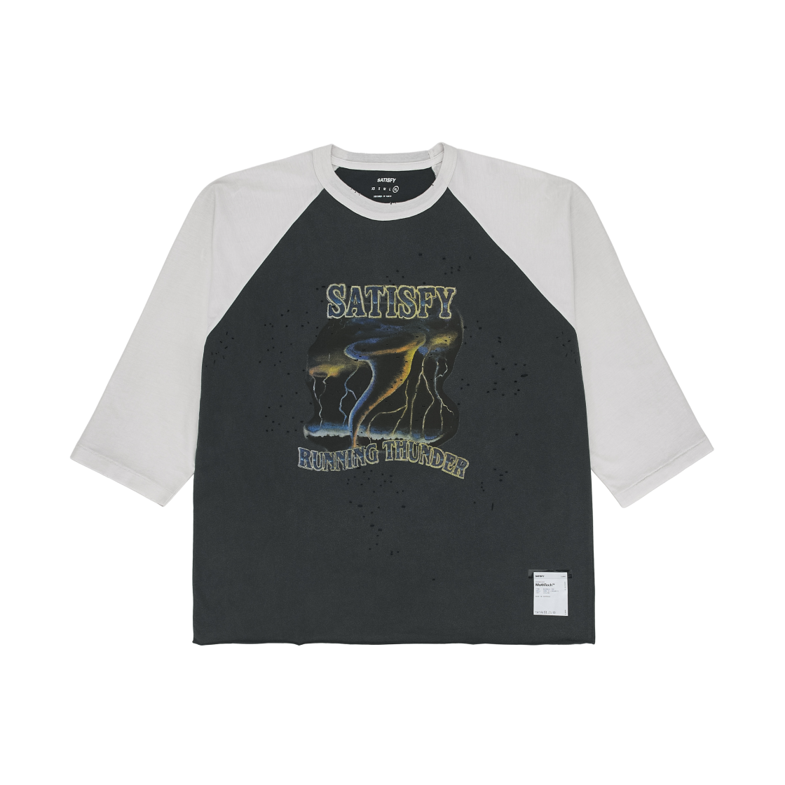 새티스파이 모스테크 베이스볼 티셔츠 오프 화이트 에이지드 블랙(Satisfy Mothtech Baseball T-Shirt Off White Aged Black)