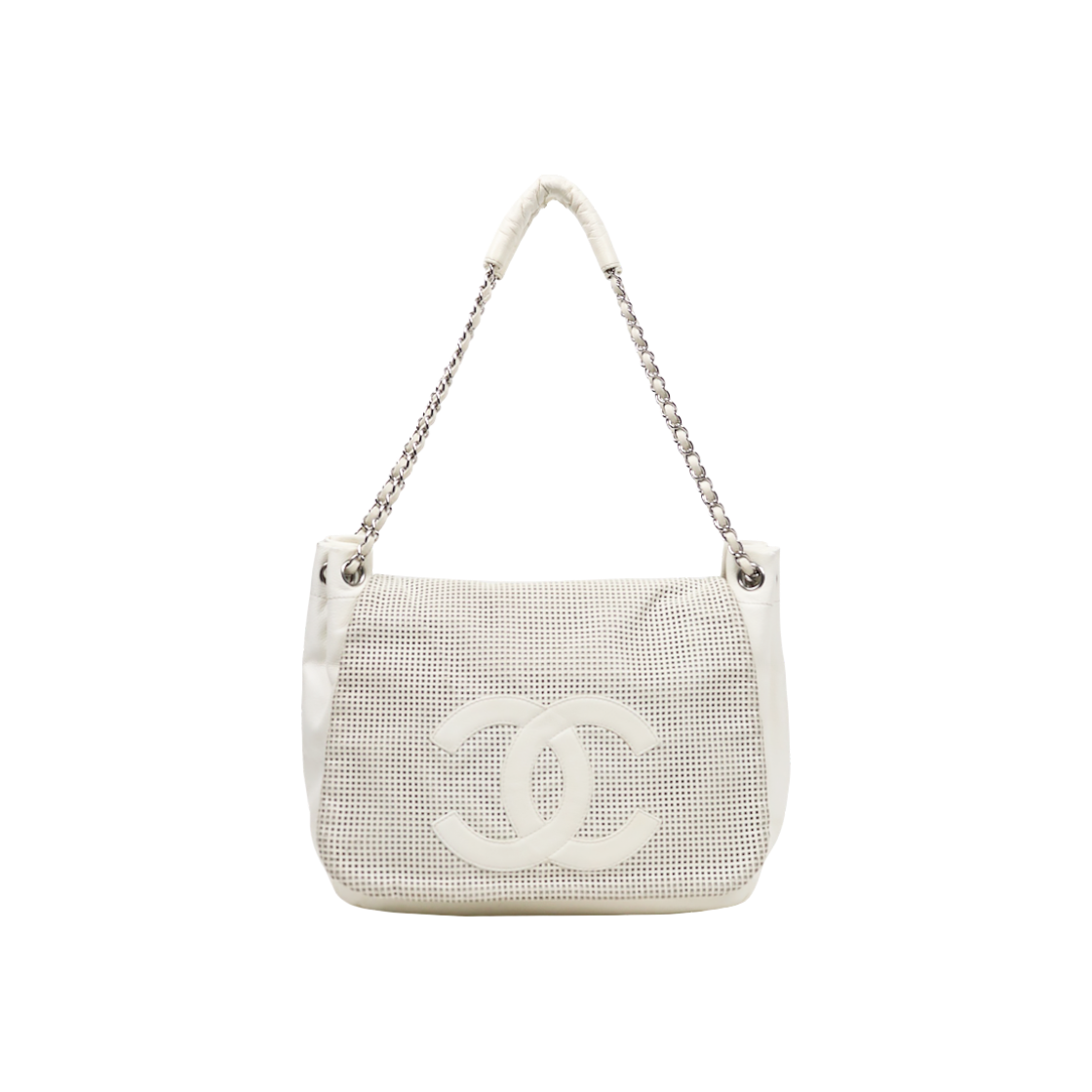 샤넬 화이트 퍼포레이티드 빅 CC 플랩 숄더백 A-A59029(Chanel White Perforated Big CC Flap Shoulder Bag A-A59029)