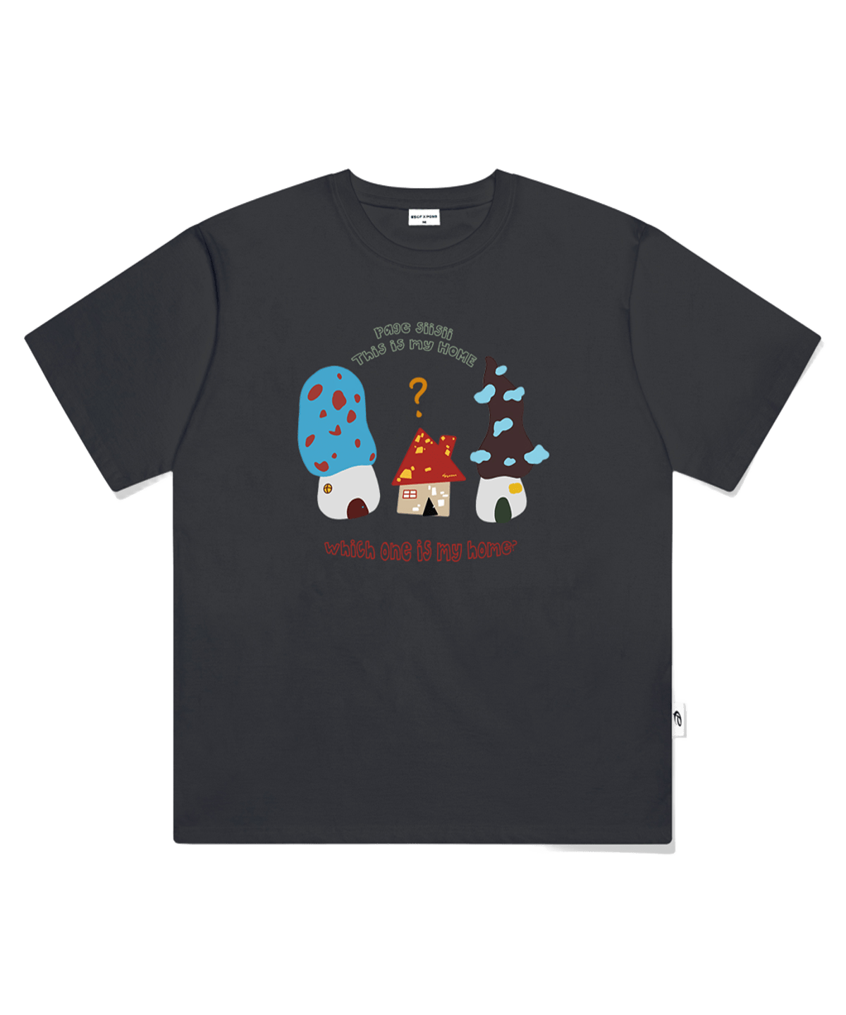 페이지시시 집집집 프린트 오버핏 반팔티 차콜(pagesiisii House House House Print Oversized T-Shirt Charcoal)