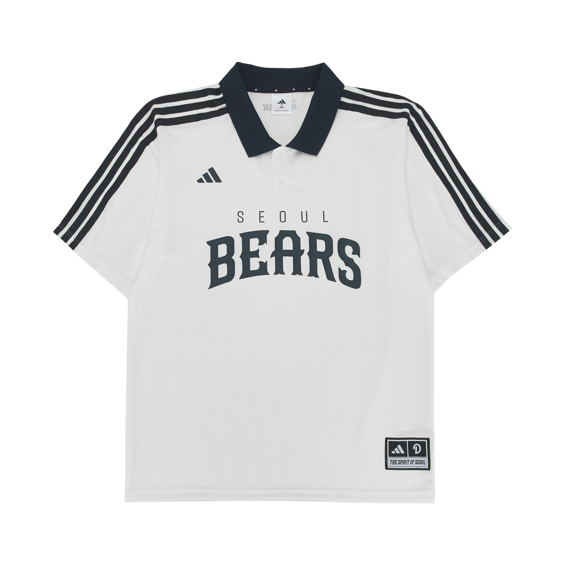 두산 베어스 x 아디다스 폴로 오프 화이트 팀 네이비 - KR 사이즈(Doosan Bears x Adidas Polo Off White Team Navy - KR Sizing)