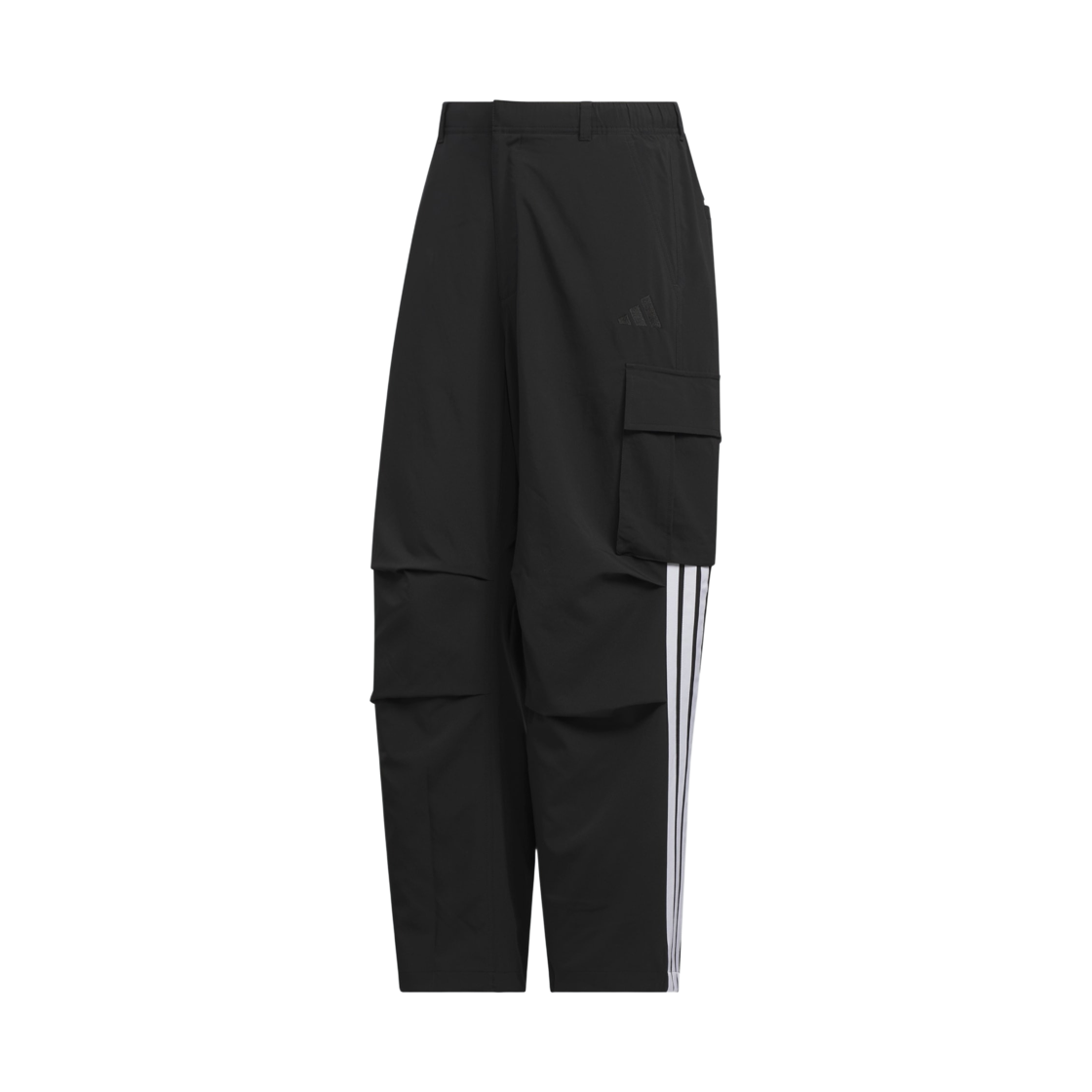 KQ6923 Adidas Sportswear Loose Fit Light Woven Cargo Pocket Straight Leg Pants Black White - KR Sizing