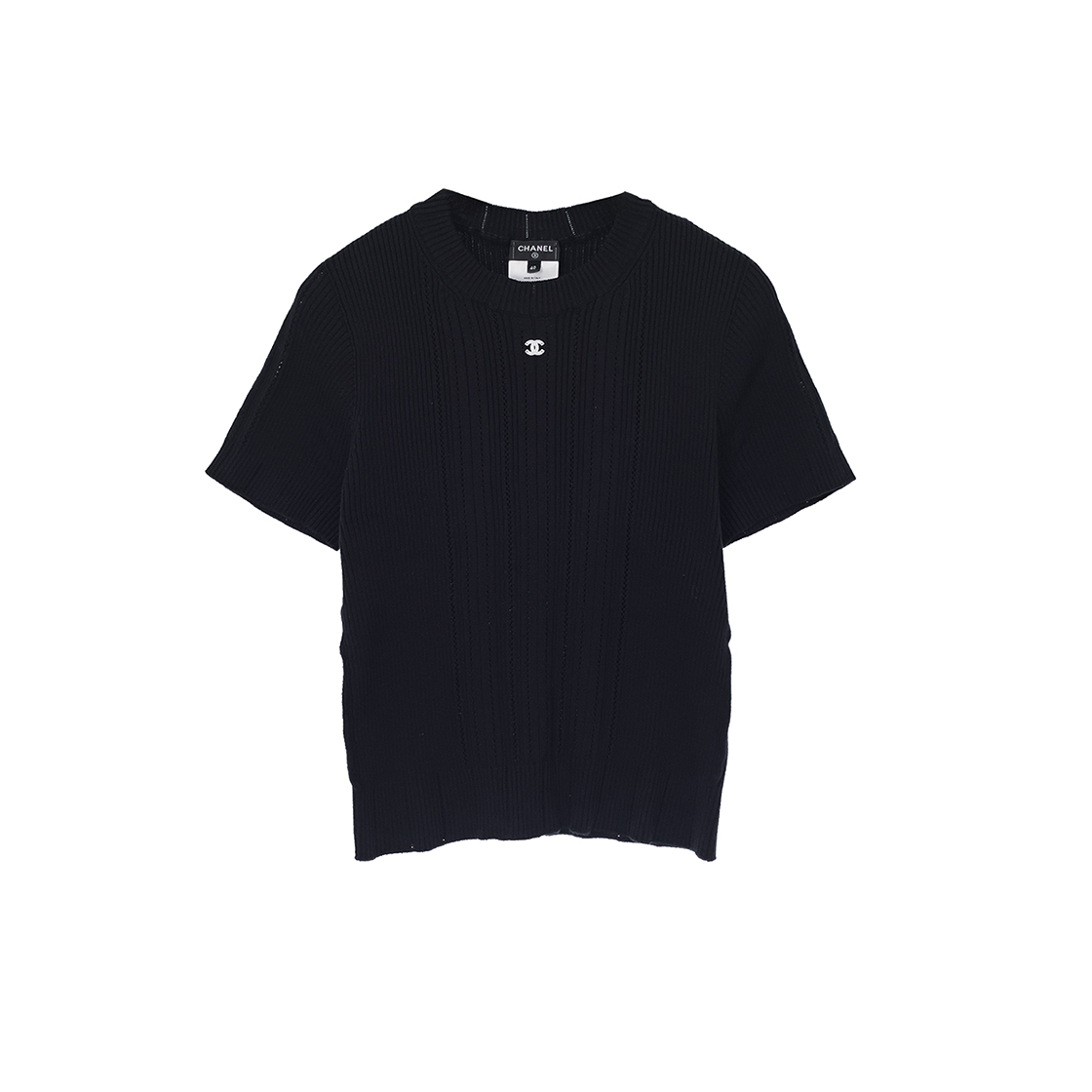 샤넬 23P CC 로고 숏슬리브 티셔츠 40 블랙 (6ET0969)(Chanel 23P CC Logo Short Sleeve T-Shirt Black) - 1
