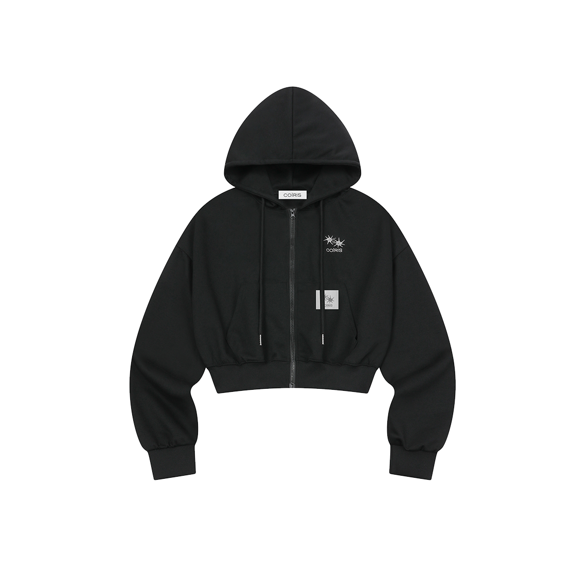 C-P00000HN Coiris Asto Crop Hood Zip-Up Black