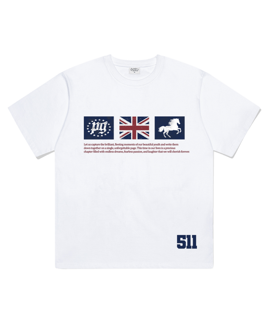P261OTS073WH pagesiisii PG Star Print Short Sleeve T-Shirt White