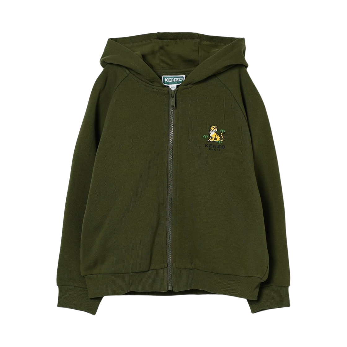 K61667-64B (Kids) Kenzo Kotora Tiger Hoodie Zip Up Khaki