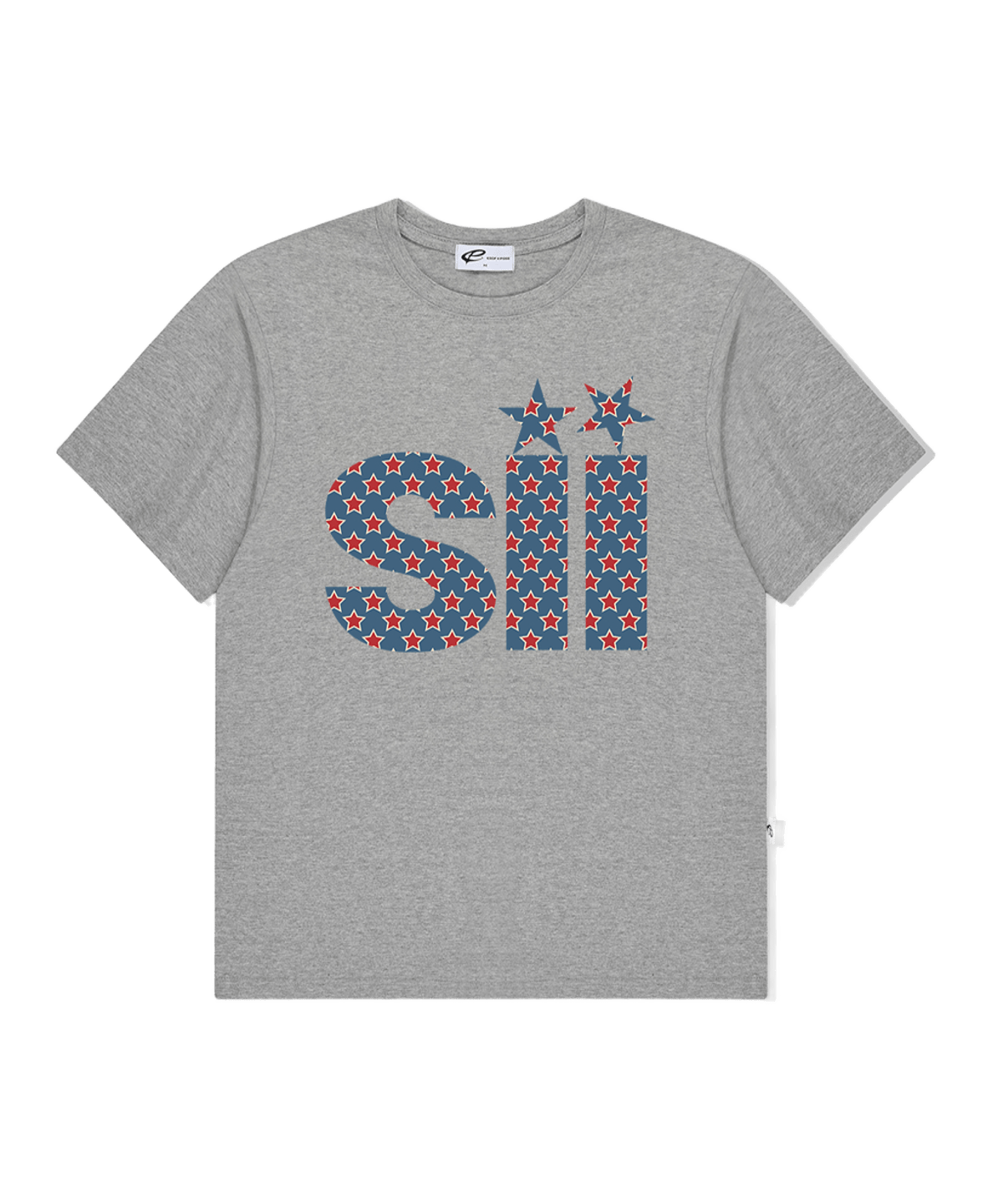 P261OTS002GR pagesiisii Big Vintage Star I-Point Print Oversized T-Shirt Gray