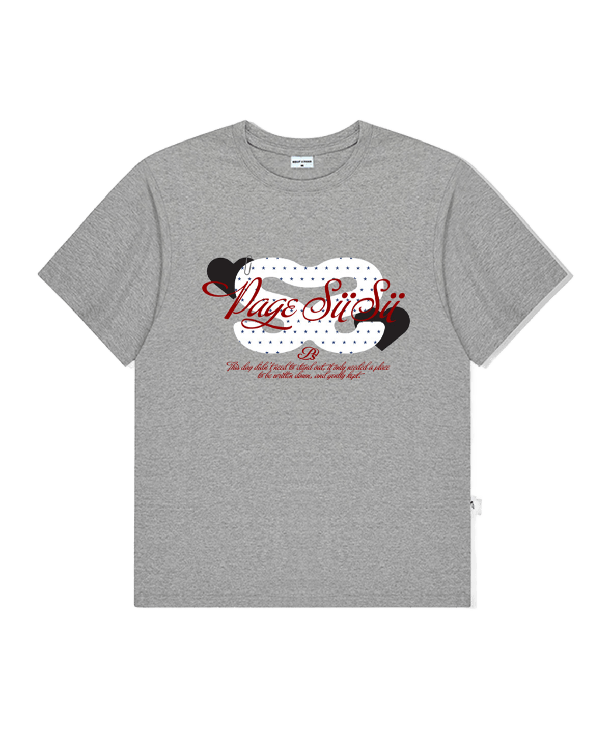 P261OTS036GR pagesiisii SiiSii Collage Print Short Sleeve T-Shirt Gray