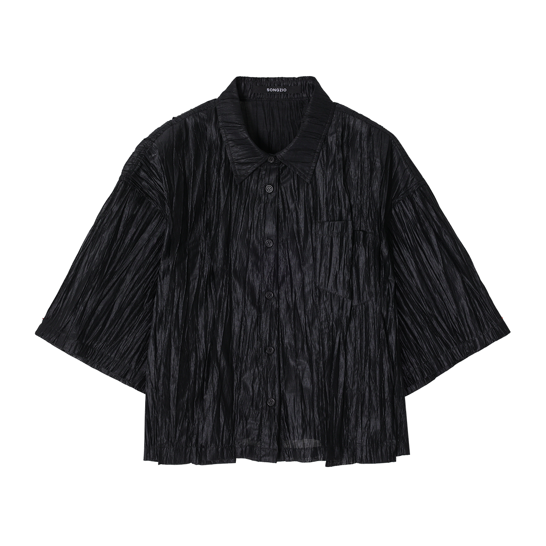 WI3SH756BK (W) SONGZIO COLLECTION Polyptych Crease Half Shirt Black